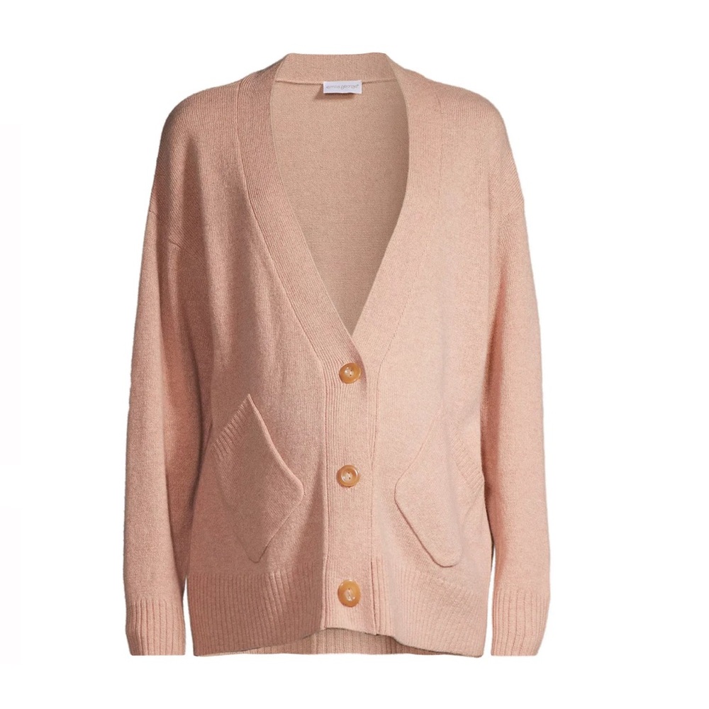 $225 NWT Emilia George Renee Wool-Blend Cardigan in yurt, S